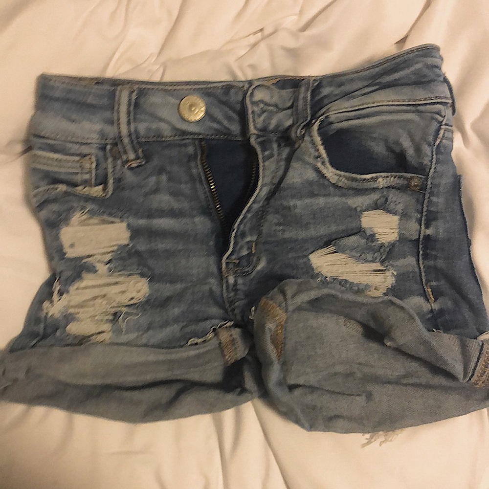 american eagle darkwash jean shorts